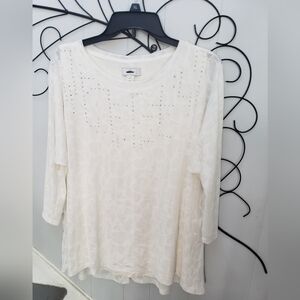 NWT Cj banks 3/4 sleeve off white shirt szXl 14W